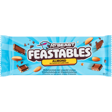 Feastables MrBeast Melkchocolade met Amandel Stukjes 60 g