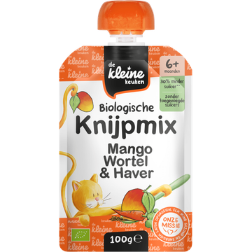 De Kleine Keuken Biologische Knijpmix Mango Wortel & Haver 6+ Maanden 100 g