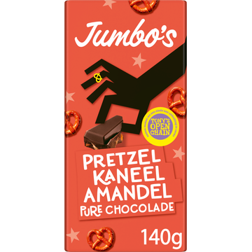 Jumbo's Pure Chocolade Pretzel Kaneel Amandel 140 g