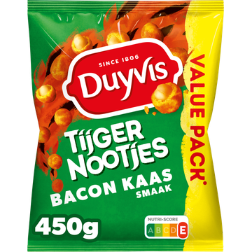 Duyvis Tijgernootjes Bacon Kaas Pinda Noten 450 gr