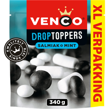 Venco Droptoppers Salmiak & Mint XL Verpakking 340 g