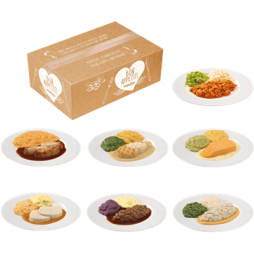 7 verschillende fijngemalen IDDSI 5 maaltijden (menu C) 3.080 g