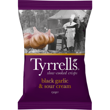 Tyrrells Slow-Cooked Crisps Black Garlic & Sour Cream 150 g