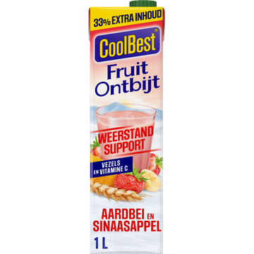 CoolBest Fruit Ontbijt Aardbei en Sinaasappel 1 L