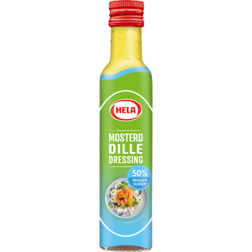 Hela Mosterd-Dille Dressing 50% Minder Suiker 250 ml