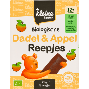 De Kleine Keuken Biologische Dadel & Appel Reepjes 12+ Maanden 5 Stuks 75 g