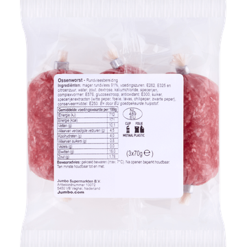 Jumbo Ossenworst 3 x 70 g
