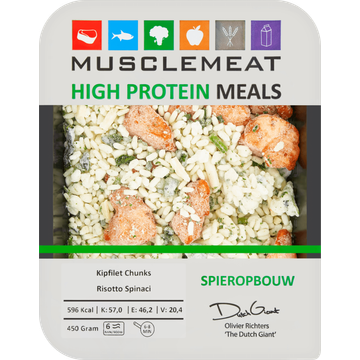 Muscle Meat High Protein Meals Kipfilet Chunks Risotto Spinaci 450 g