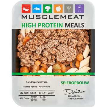 Muscle Meat High Protein Meals Rundergehakt Taco Mezze Penne - Ratatouille 450 g
