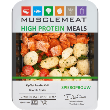 Muscle Meat High Protein Meals Kipfilet Paprika Chili Gnocchi Gratin Spieropbouw 450 g