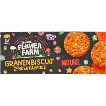 The Flower Farm Granenbiscuit Zonder Palmolie Naturel 18 Stuks 256 g