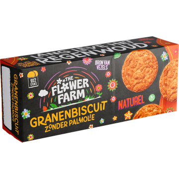 The Flower Farm Granenbiscuit Zonder Palmolie Naturel 18 Stuks 256 g