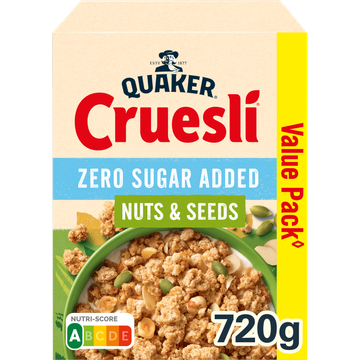 Quaker Cruesli Zero Sugar Added Nuts & Seeds Voordeelverpakking 720 gr