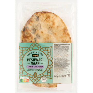 Jumbo Peshwari Naan Kokos & Rozijnen 2 Stuks