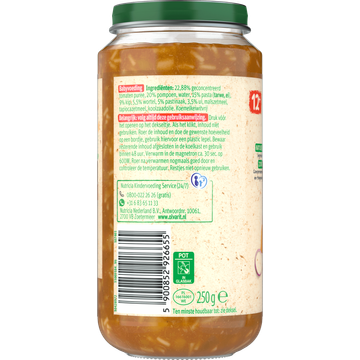 Olvarit Pompoen Kip Pasta 12+ Maanden 250 g