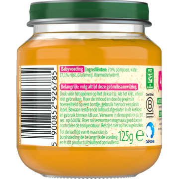 Olvarit Pompoen Rijst 4+ Maanden 125 g