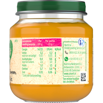Olvarit Pompoen Rijst 4+ Maanden 125 g