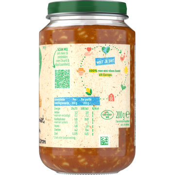 Olvarit Tomaat Ham Macaroni 8+ Maanden 200 g