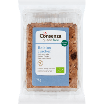 Consenza Rozijnen Crackers Glutenvrij 175 g