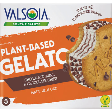 Valsoia Bontà e Salute Plant-Based Gelato Chocolate Swirl & Chocolate Chips 3 Stuks 270 g