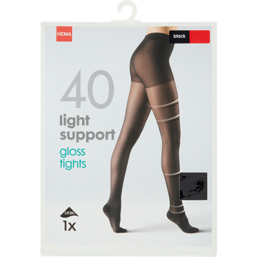HEMA Panty Licht Ondersteunend Gloss Tights - 40 Denier Black Maat 48/52