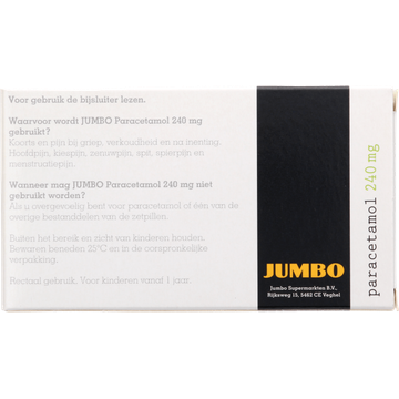 Jumbo Paracetamol Zetpillen 10 Stuks 240mg