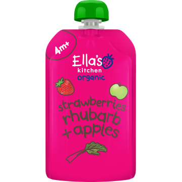 Ella's Kitchen Aardbeien, rabarber + appels 4+ biologisch 120 g