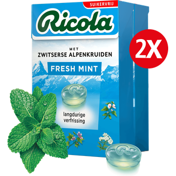 Ricola Fresh Mint Suikervrij Duopack 2x50g