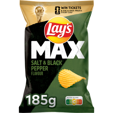 Lay's Max Ribbel Chips Zout & Peper 185 gr