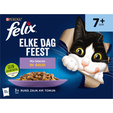 FELIX® Elke Dag Feest Senior Mix Selectie in Gelei Kattenvoer 12x85g