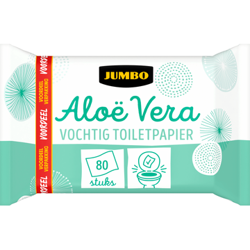 Jumbo Vochtig Toiletpapier Aloë Vera Voordeelverpakking 80 Stuks