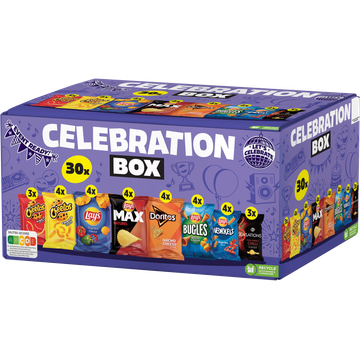 Lay's Cheetos Doritos Celebration Box Multipack Chips 30 pack