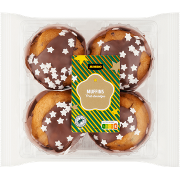 Jumbo Muffins met Sterretjes en Chocoladestukjes 4 Stuks