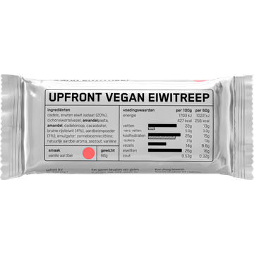 Upfront Vegan Eiwitreep Vanille Aardbei 60 g