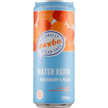 Nexba Water Kefir Aardbei & Perzik - Blik -  330 ML