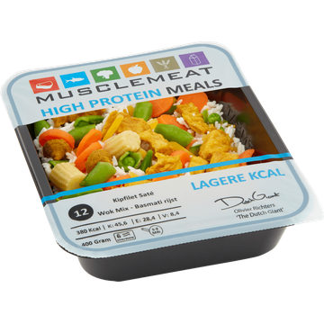 Muscle Meat High Protein Meals Kipfilet Saté Wok Mix - Basmati Rijst 400 g