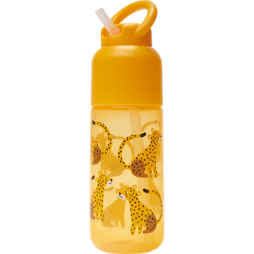 HEMA Waterfles 300ml met Rietje Geel, 1 stuk