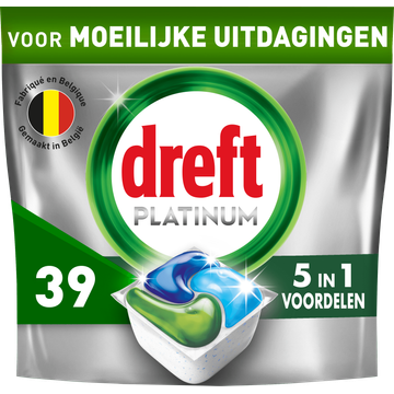 Dreft Platinum All In One Vaatwastabletten, Original, 39 Capsules