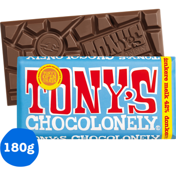 Tony's Chocolonely Donkere Melk Chocolade Reep 42% 180 g