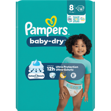 Pampers Baby-Dry Maat 8, 19 Luiers