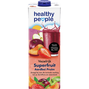 Healthy People Vezelrijk Superfruit Aardbei Pruim 1 L