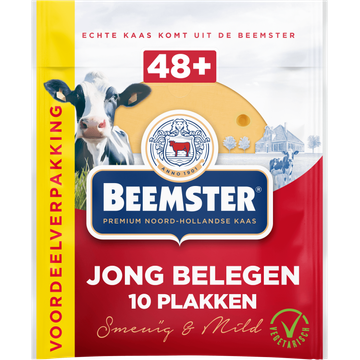 Beemster Jong Belegen Kaas Voordeelverpakking 10 Plakken 0,250 kg