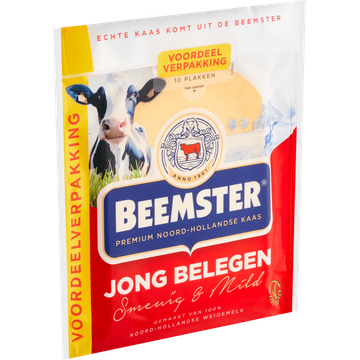 Beemster Jong Belegen Kaas Voordeelverpakking 10 Plakken 0,250 kg