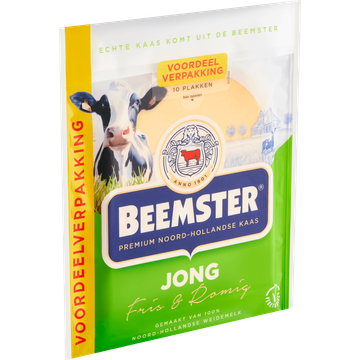Beemster Jong Kaas Voordeelverpakking 10 Plakken 0,250 kg