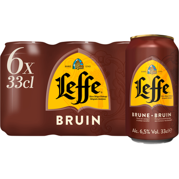 Leffe Belgisch Abdijbier Bruin Blikken 6 x 33 cl