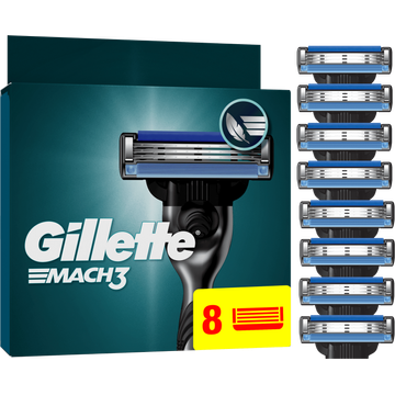Gillette Mach3 Base 8 Navulmesjes Voor Mannen