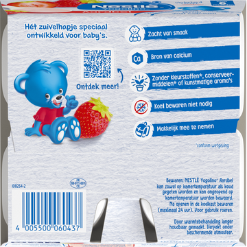 Nestlé Yogolino Aardbei 6+ Maanden Baby Toetje 4 x 100 g