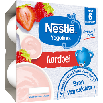 Nestlé Yogolino Aardbei 6+ Maanden Baby Toetje 4 x 100 g
