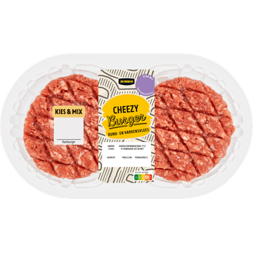 Jumbo Cheezy Burger Rund- en Varkensvlees 2 Stuks
