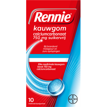 Rennie kauwgom suikervrij 750 mg 10st